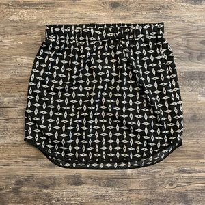 Trouve Black Pattern Hi-Lo Elastic Skirt, L